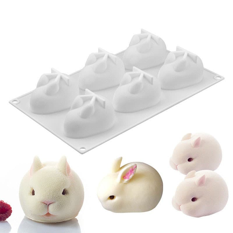 JiShi 6-Cavity Silicone Cake Mold Handmade Baking Soap DIY Cold Process Irregular Shape Kitchen Baking Mold Tool