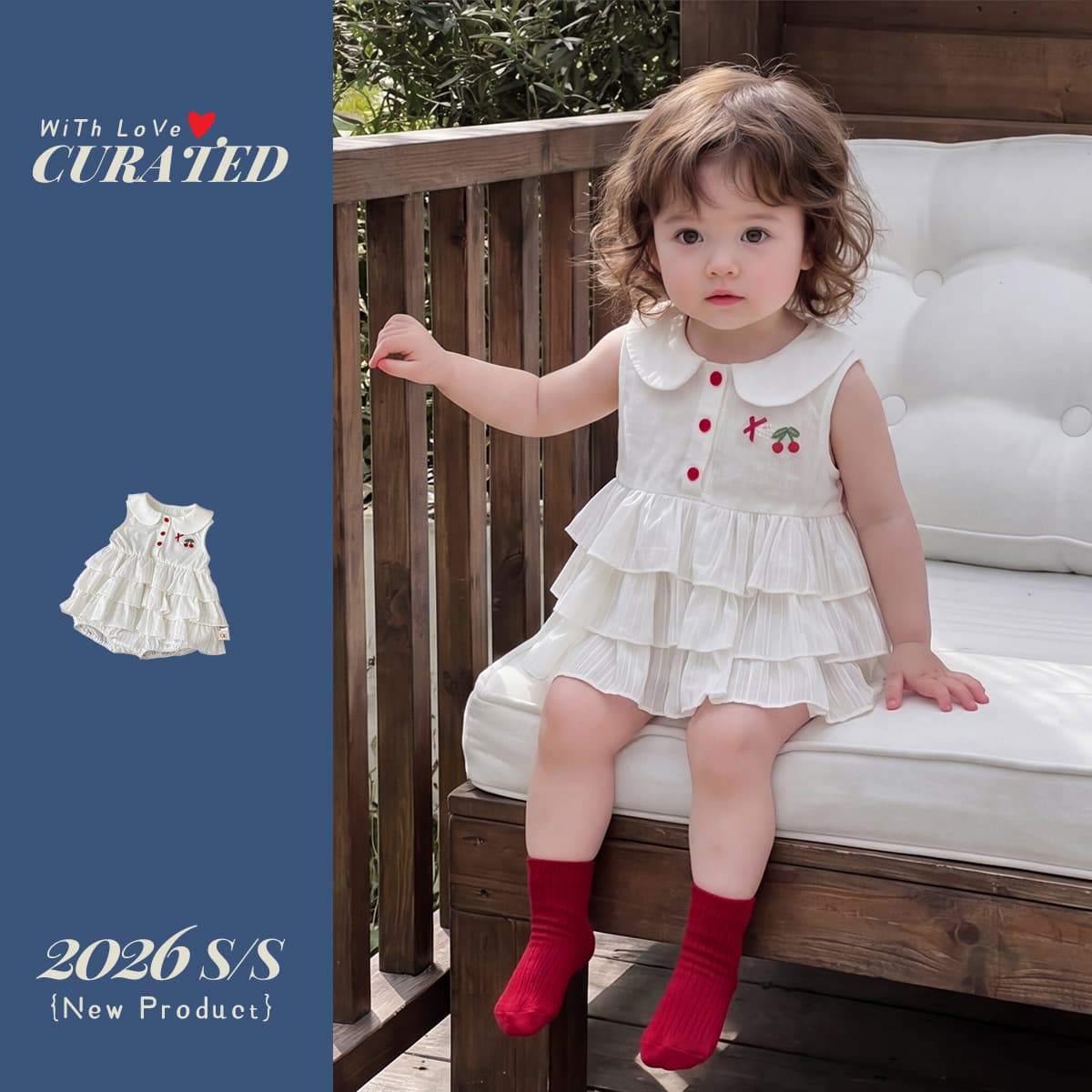 Baby French sweet skirt, baby girl, cherry jumpsuit, girl princess, stylish cake skirt, triangle harem
