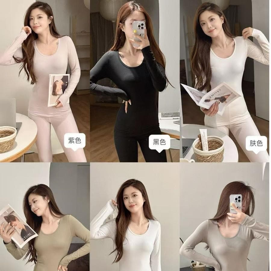 Best Friend 3.0 Skin Beauty Suit - Autumn and Winter New Long Sleeve Thin Round Neck Slim Fit Sanded Base Warm Suit