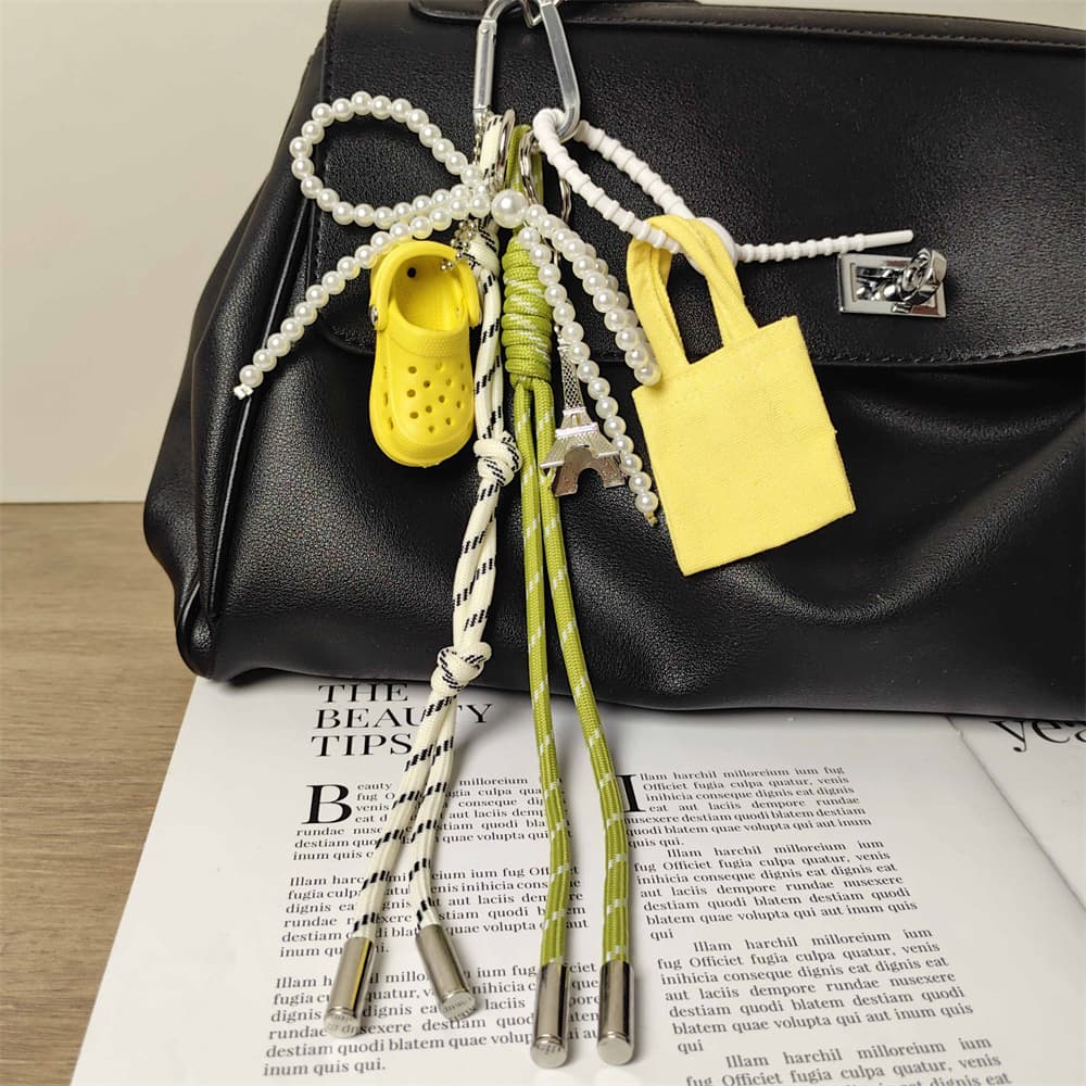 INS style yellow and green mini denim bag Crocs keychain Korean girls bag pendant wholesale