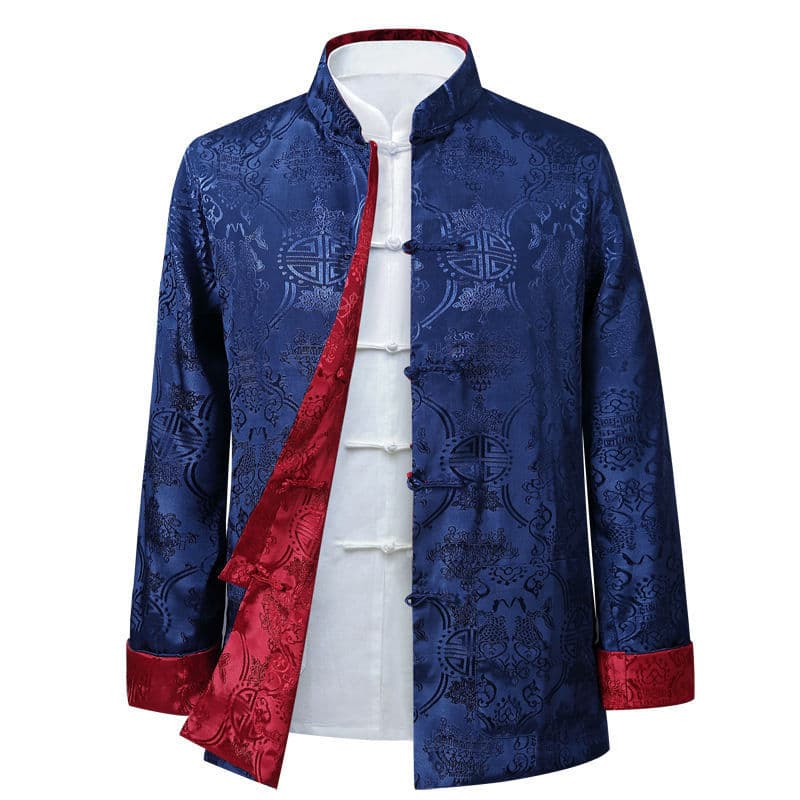 Men's casual jacket, spring and autumn Tang suit, father's outfit, Hanfu, reversible, grandfather's retro formal wear