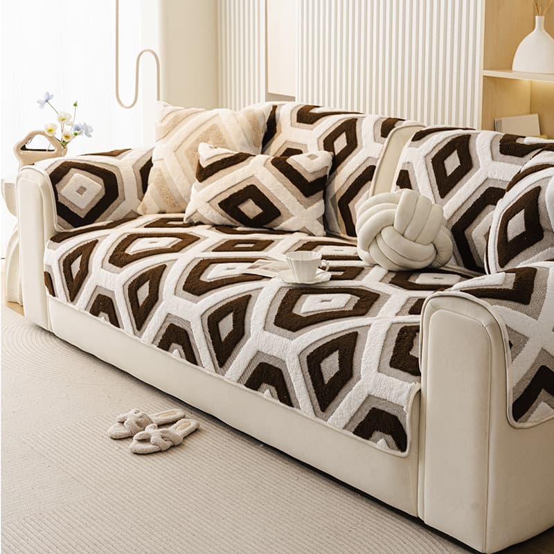 Premium Thick Fluffy Sofa Cushion 2025 Autumn/Winter New Style Straight Row Leather Sofa Cover
