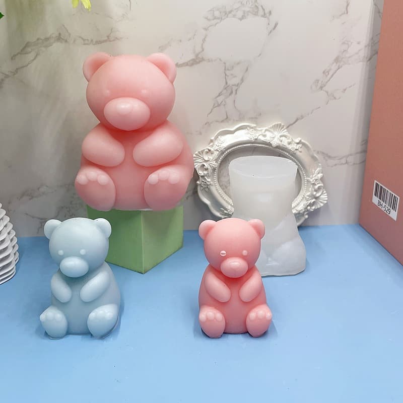 Sitting Bear Aromatherapy Candle Silicone Mold DIY Bear Cake Baking Decoration Mold Sitting Bear Handmade Soap Mold