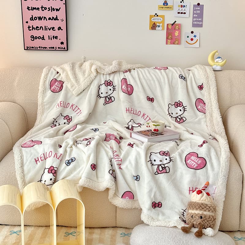 Foreign trade Sanrio cartoon multi-function zipper lamb fleece blanket, winter thickened warm nap air-conditioner cover