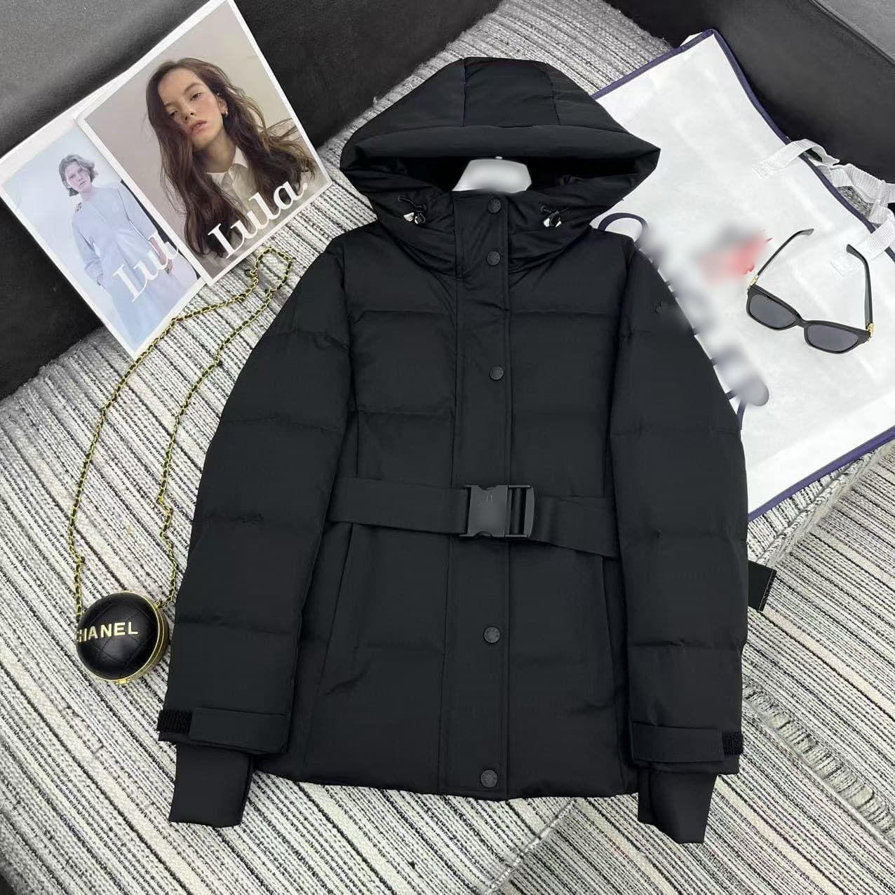 Factory Direct M25 Winter New Versatile Stylish Waist-Belted Hooded Warm Cotton Jacket