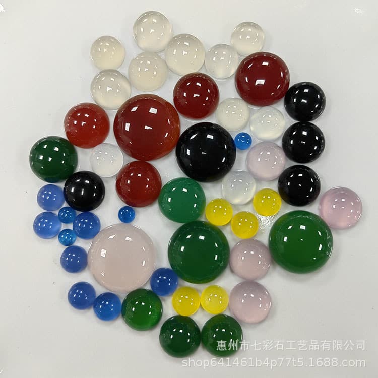 Six Colors of Agate Semicircle Semi-circular Agate Patch DIY Ring Face Ring Accessory Red-Green Loose Stone