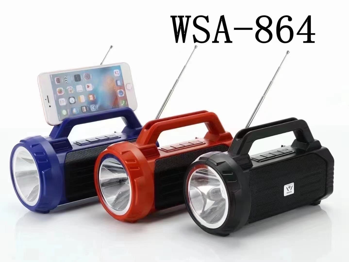 Factory Direct New Flashlight Speaker WSA-864 Solar Charging Bluetooth Speaker Hands-Free Calling Speaker