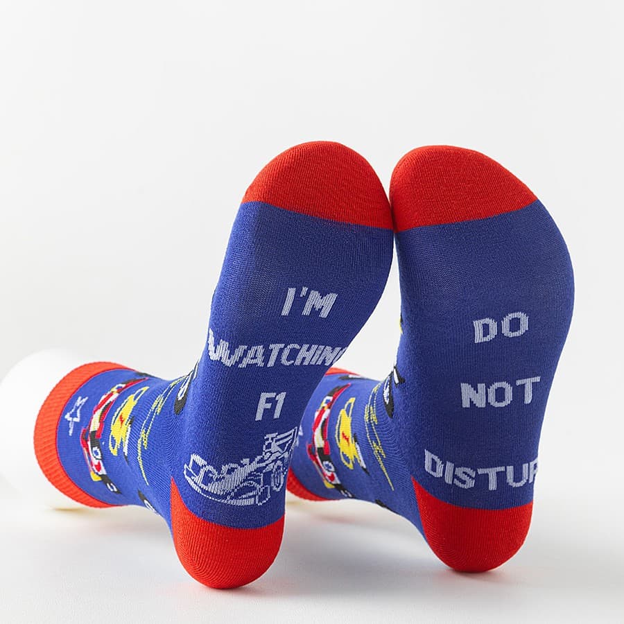 Cross-border Influencer Cartoon Trendy Socks Wholesale "I'M watching F1, Do Not Disturb" Fashion Socks