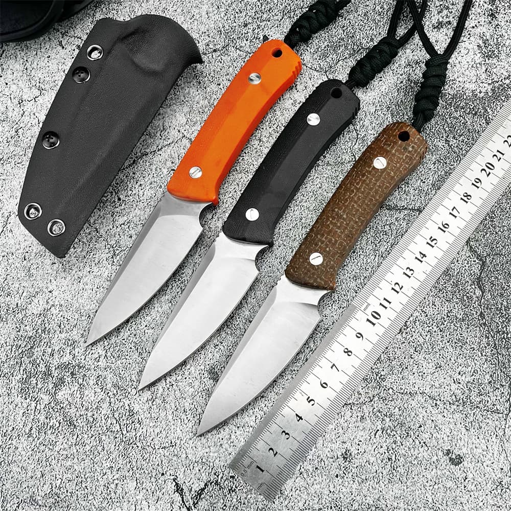 Cross-Border New Outdoor Portable Straight Knife G10 Sheath High Hardness Sharp Camping Survival Knife Handle Meat Small Knife