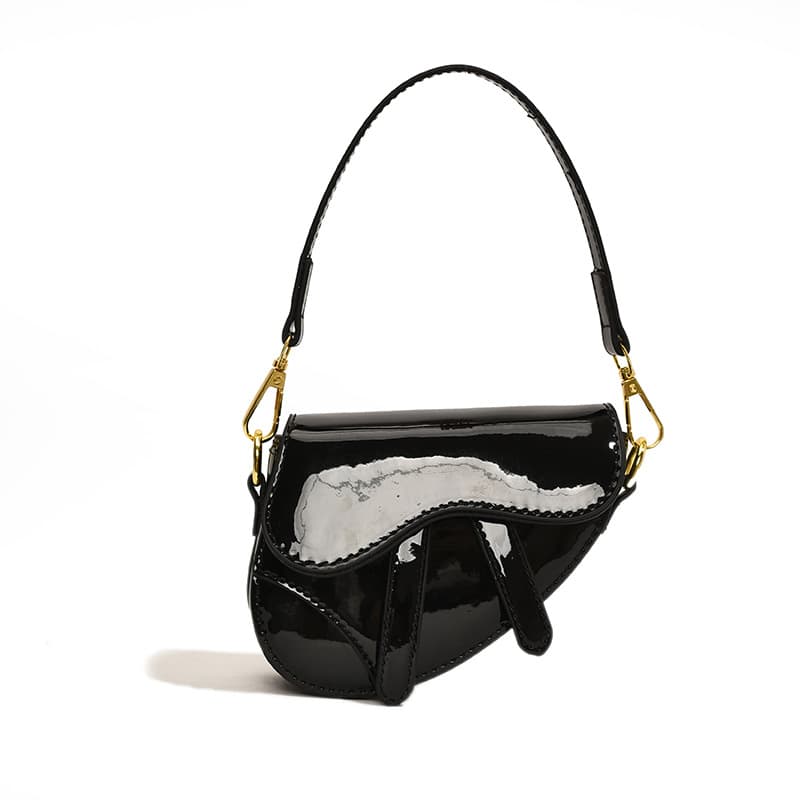 New Korean-Style Laser Shiny Girls' Shoulder Bag, Fashion Solid Color Stylish Saddle Bag for Kids, Cross-Border