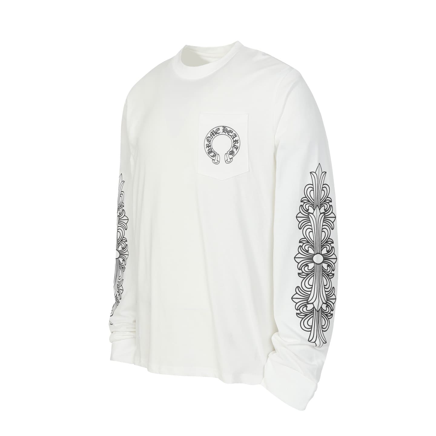 Trendy brand correct version Chrome Hearts25ss scroll horseshoe Sanskrit printed long-sleeved T-shirt
