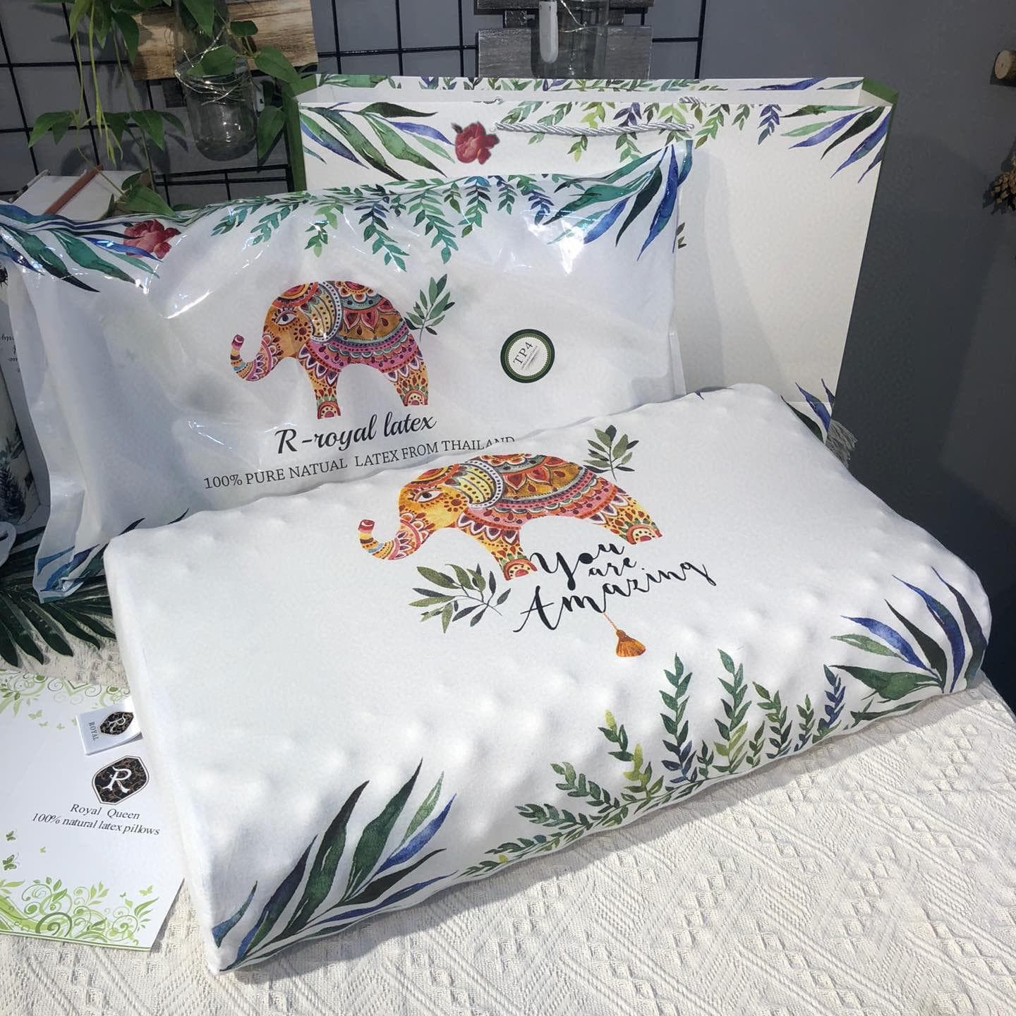 New Royal Thai Elephant Latex Pillow Natural Latex Neck Support Pillow Core Single Massage Gift Pillow Wholesale Drop Shipping
