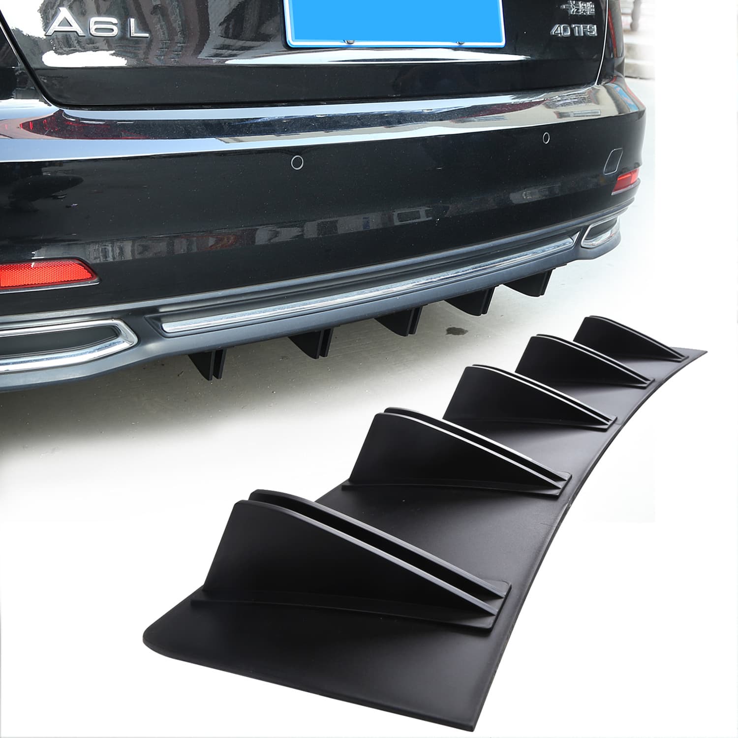 Automobile universal rear bumper spoiler 5-wing double spoiler Segmented split combination spoiler shark fin deflector