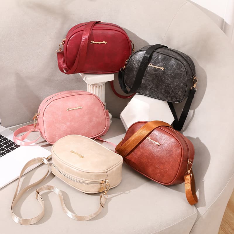 2026 Summer Street Trend PU Small Square Camera Bag Zipper ID Phone Pouch Bags Waxed Leather Shoulder Bag