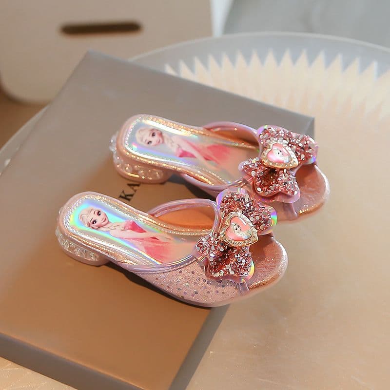 Girls' sandals, Elsa princess shoes, 2025 summer new style, blue children's sandals, flip-flops.