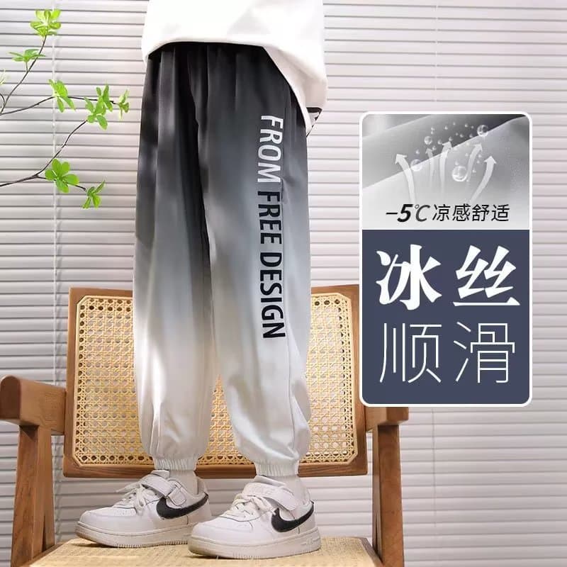 Boys Summer Quick-Dry Pants, Big Kids Sport Pants, Breathable Gradient Ice Silk, Spring Long Pants for Boys, Children's Fashion