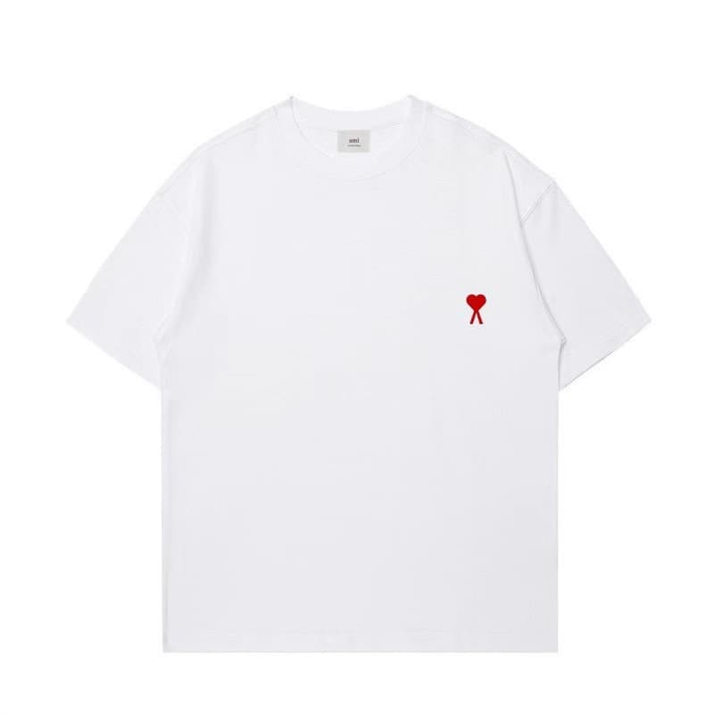 Ami&Eanm Correct Version of Classic Small Heart Embroidered Short-Sleeved T-Shirt Men's Summer Trendy Brand Loose Casual Versatile T-Shirt