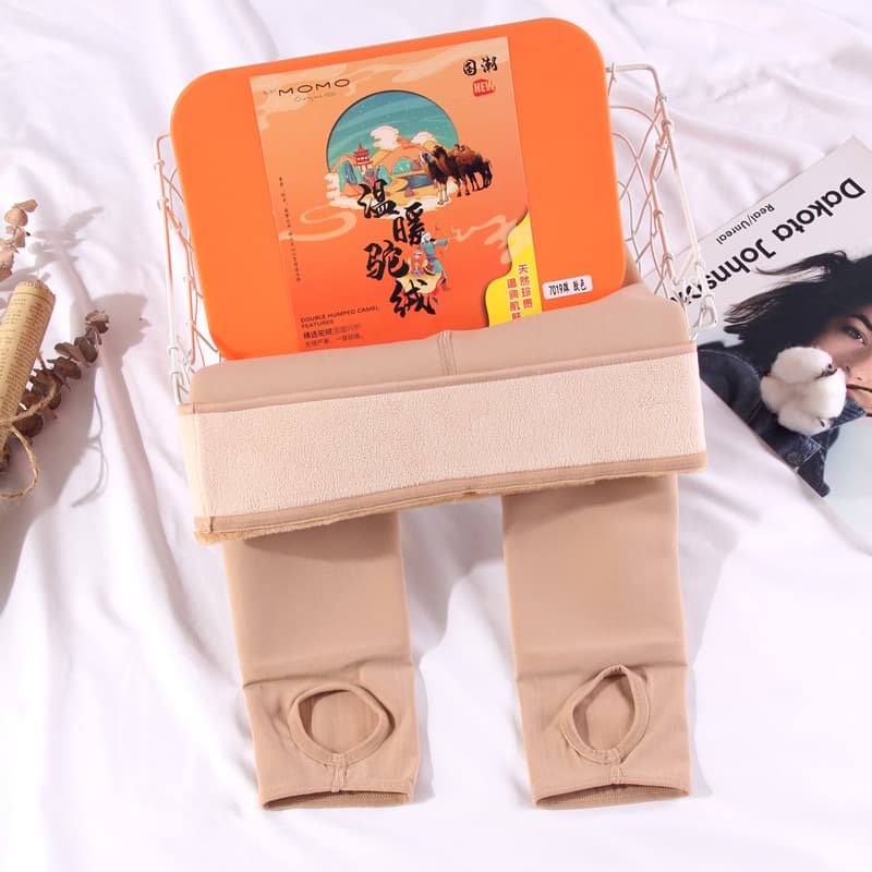 Far East 7019 Winter Thickened Nude Color Warm One-Piece Fleece Footed Bare Leg Skin-Tone Tights for Outer Wear