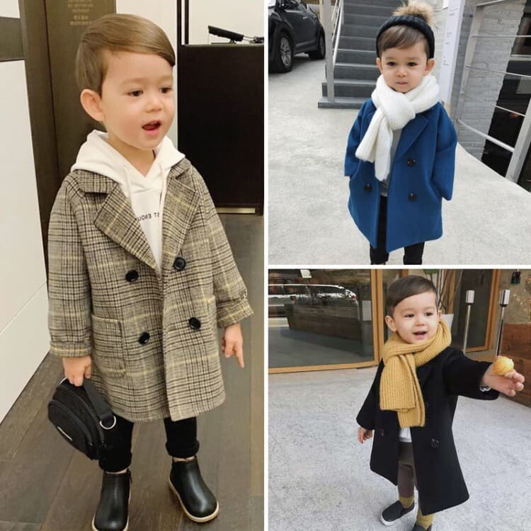 Cross-border Export Children's Wool Coat 2026 Autumn Style Boys' Stylish Long Coat Korean Version for Toddlers and Kids
