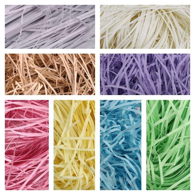 Factory wholesale raffia grass filling, shredded paper strands for cosmetics, candy boxes, gifts, weddings, fruit packaging