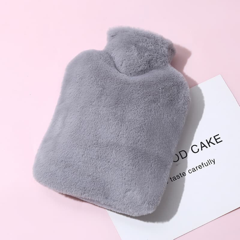 Hot Water Bottle with Faux Rabbit Fur Cover, Thickened Anti-Burst Warmth for Hands, Feet, and Belly, Factory Direct Wholesale