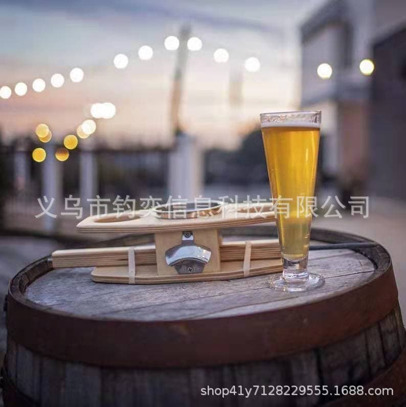 Portable solid wood outdoor wine rack, bamboo and wood wine glass rack, suitable for outdoor picnics and cooking, simple detachable beer table