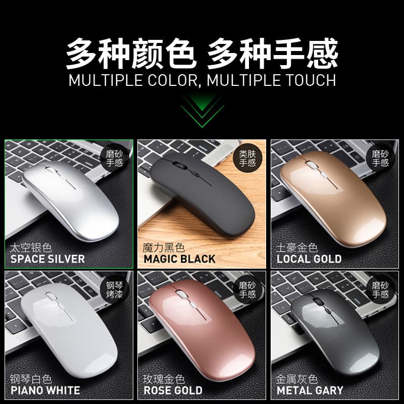 New Bluetooth dual-mode rechargeable mouse 5.0, silent, no sound, suitable for laptop gaming, 2.4G wireless mouse with backlighting.