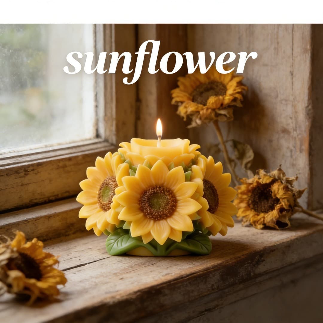 Sunflower Silicone Mold 3D Flower Scented Candle Epoxy Resin Plaster DIY Handmade Decoration Mold