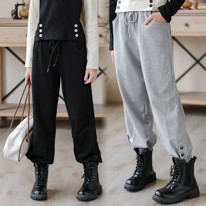 Loose Casual Sports Trousers for Girls Kids Autumn Winter Cotton Workwear Sweatpants Family Matching Outfit Big Kids