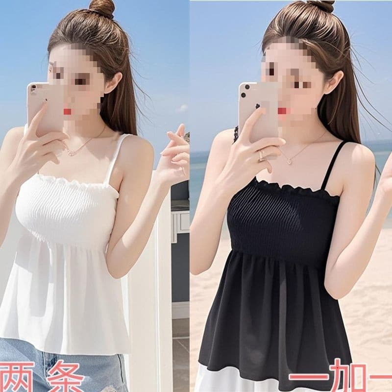 Summer Camisole Plus Size Women's Top, Slim Fit Vest, Mid-Length Tube Top, Stretchy Belly Cover, Sweet and Spicy Top for Women
