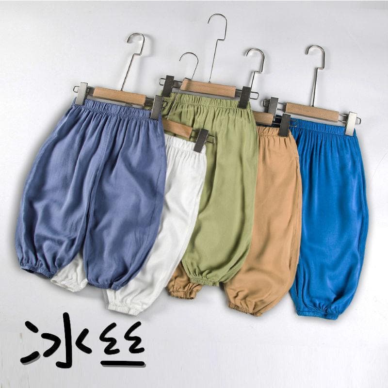 Baby Mosquito-Proof Pants Summer Thin Style Boys Toddler Summer Wear Ice Silk Cotton Linen Bloomers Girls Infant Rayon Air Conditioning Long Pants