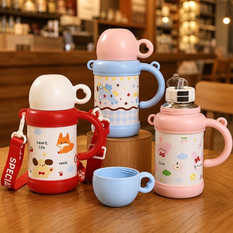 Children's straw insulated cup for school 316L stainless steel large capacity boy's portable insulated kettle water cup
