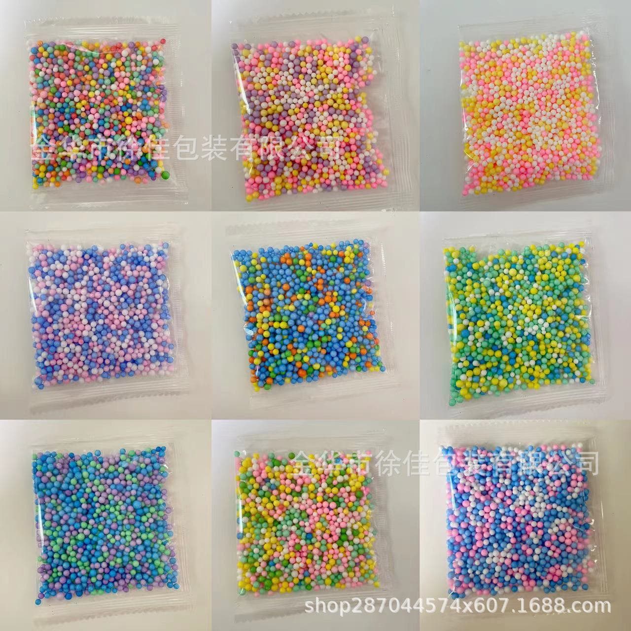 Small bag of foam granules, foam balls, macaron-colored foam balls/beads, DIY materials for slime filling.
