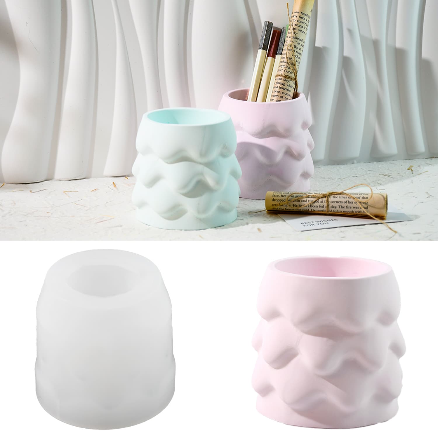DIY Epoxy Resin Mold Christmas Tree Candle Cup Silicone Mold Pen Holder Vase Storage Plaster Mold
