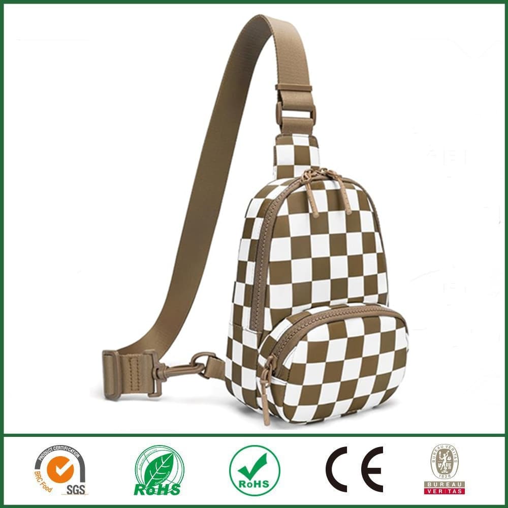 Women's nylon soft and durable small plaid shoulder bag nylon crossbody bag fashionable and elegant chest bag travel waist bag
