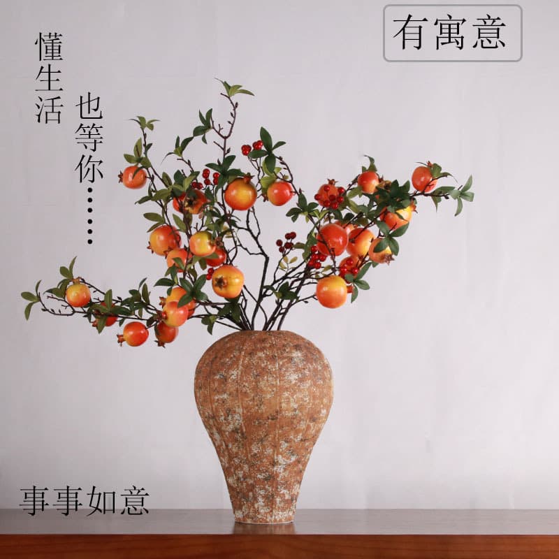 Wabi-Sabi Style Large Dry Branch Vase for Model Room, Entryway, Living Room, Tea Room, Guesthouse Decoration, Soft Decorative Ceramic