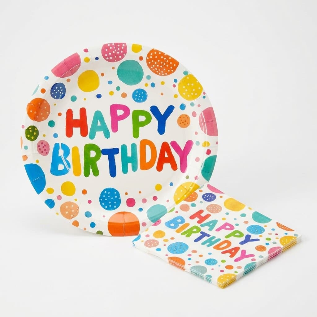 New cross-border birthday polka dot theme party disposable paper plates paper towels holiday party decoration supplies set