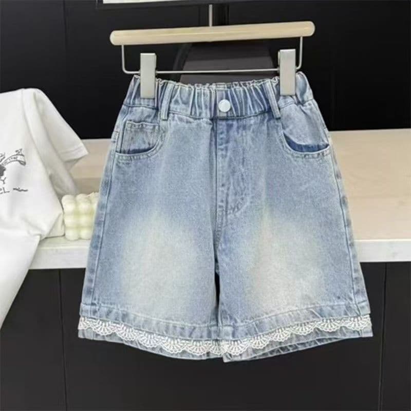 Zhongda girls' summer thin denim shorts, loose and comfortable high-waisted pants, fashionable and versatile children's shorts