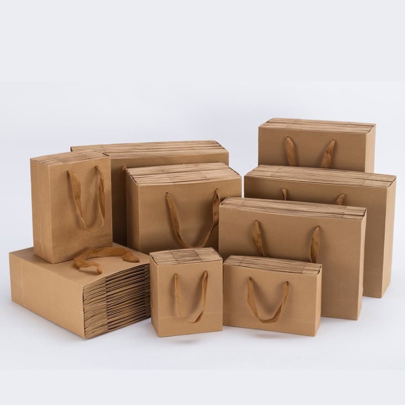 Exquisite Large Size Handheld Brown Kraft Paper Bag for Takeaway Food with Logo Customization Available in Stock for Gifts