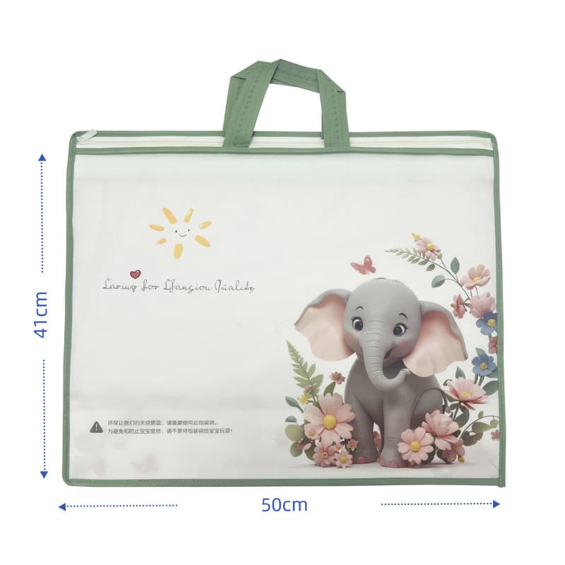 New 50*41 Elephant Non-woven Four-piece Set Fleece Blanket Tote Bag Soft Case Summer Cool Portable Children's Clothing
