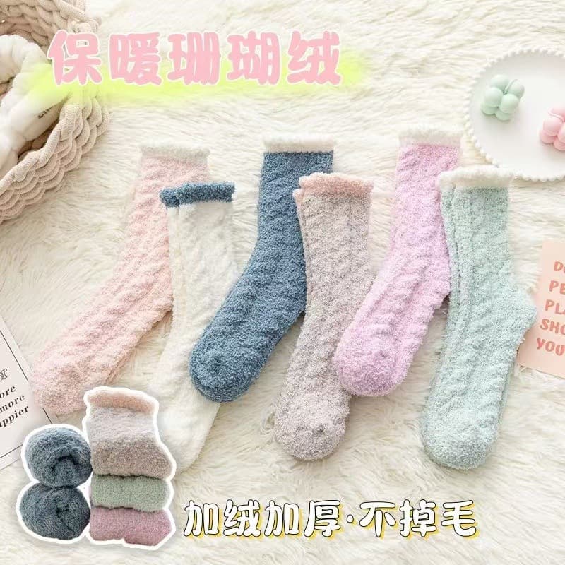 Coral Fleece Socks for Women, Winter Thickened Home Floor Socks, Warm Sleep Socks, Fluffy Wholesale, Soft