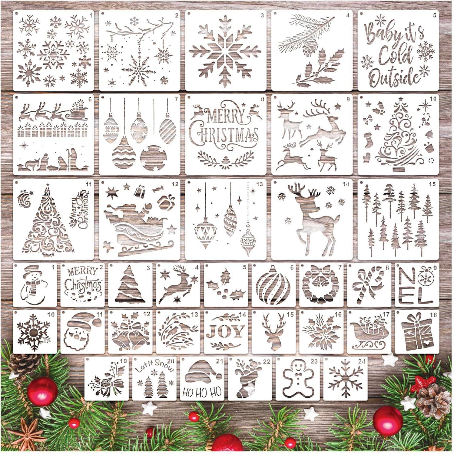 Cross-border Christmas snowman painting hollow template, Christmas pattern printing mold, spray painting hollow painting template customization