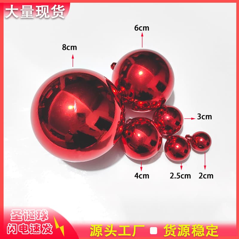Electroplated Christmas Balls Holiday Decorations Plastic Spheres Tree Hanging Ornaments for Mall Display