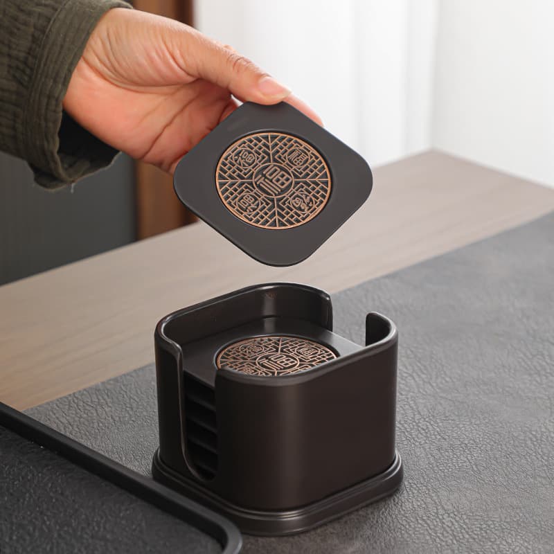 Bakelite Tea Cup Coaster, Heat-resistant Tea Cup Holder, Office Insulation Pad, Wufu Tea Ceremony Coaster, High-end Gongfu Tea Set Accessories
