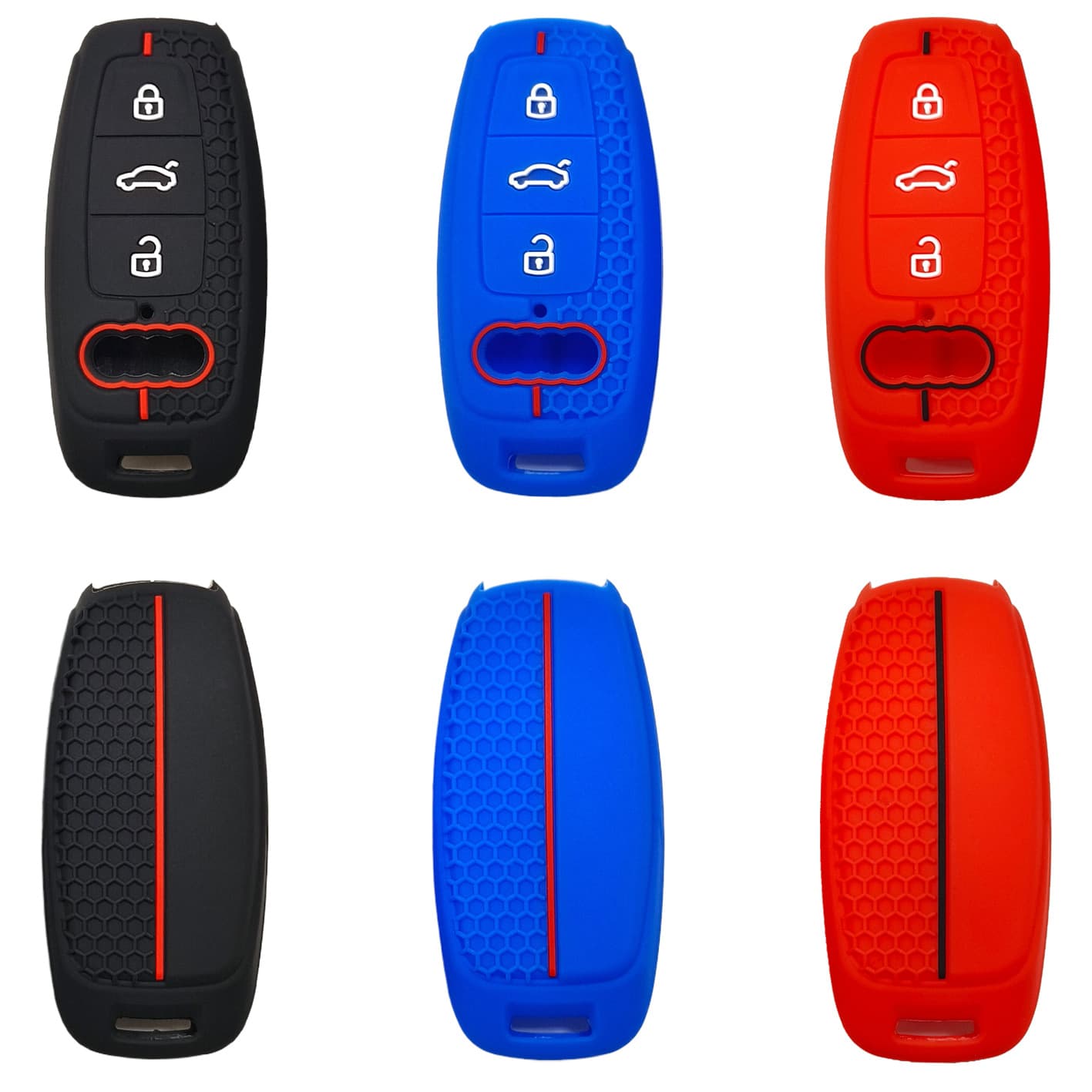 Suitable for Audi A6L smart 3-button key cover Audi A8L A7L A3L honeycomb pattern unlabeled silicone key cover