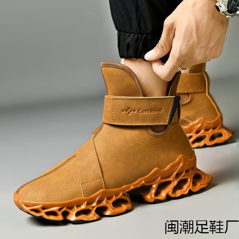 2025 New Large Size 46 Fleece-Lined Blade Men's Shoes, Microfiber Leather Casual Running Shoes, Lightweight and Comfortable