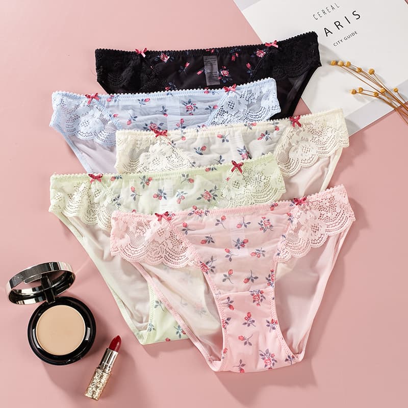 2026 New Style Japanese Floral Print Women's Panties Sexy Lace Thin Fit Hip Panties Factory Wholesale
