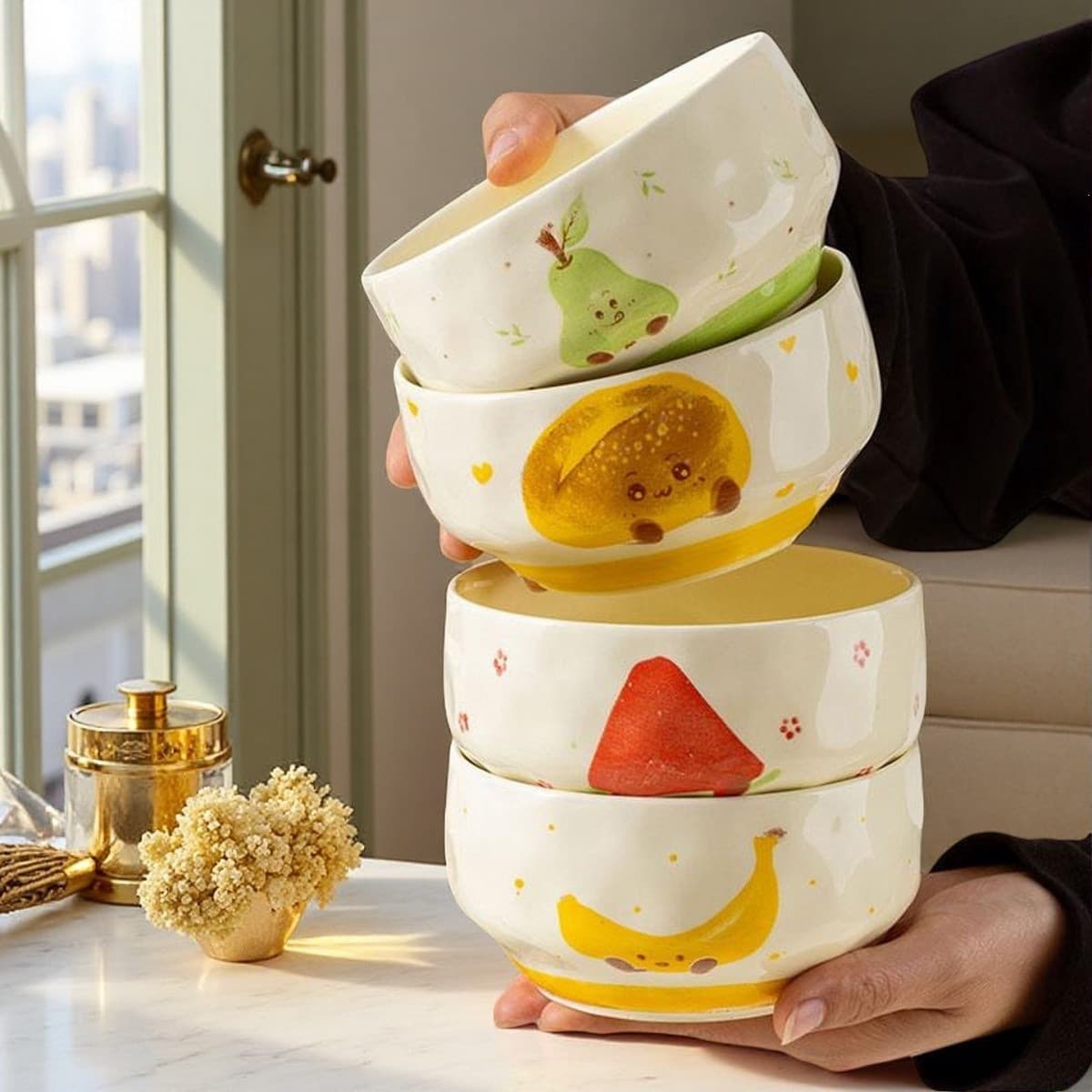 Fruit Croissant Dining Tableware Home Girl Ceramic Underglaze Dessert Bowl High Aesthetic Cute Rice Bowl