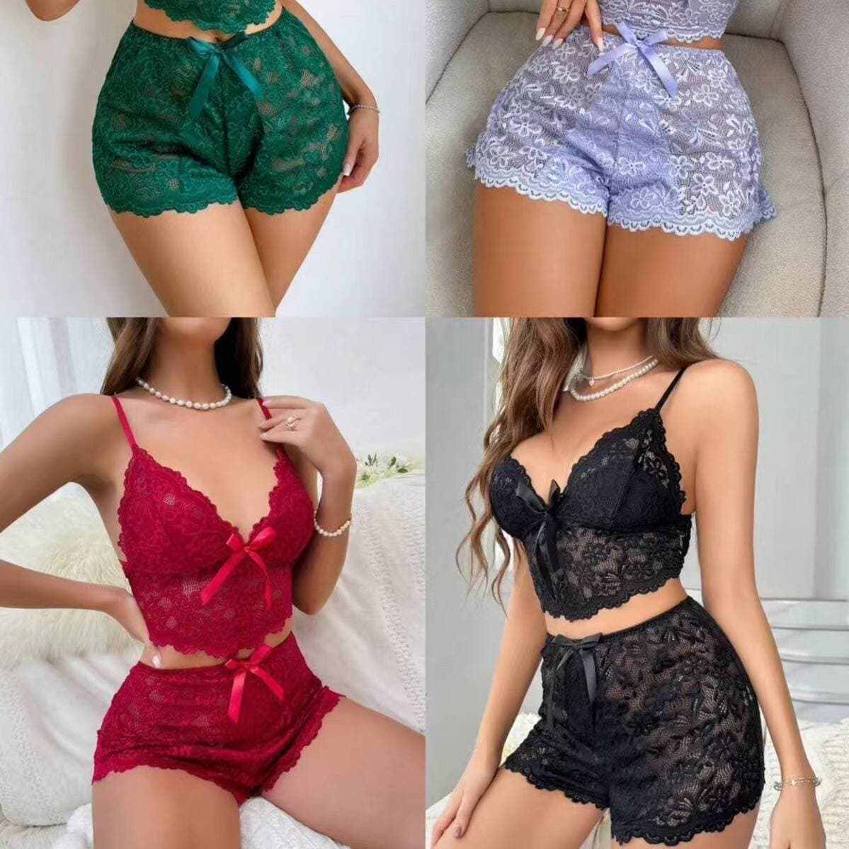 2024 European and American Sexy Lace Lingerie Bra Set Black Lace Vest Seductive Factory Direct