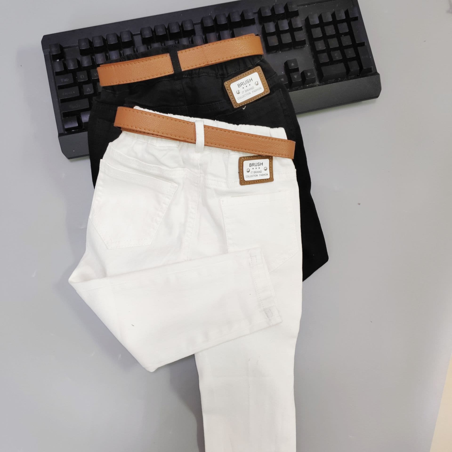 Girls' Korean-style Stretchy Skinny Jeans Summer New Trendy Versatile Long Pants Casual White Fashion